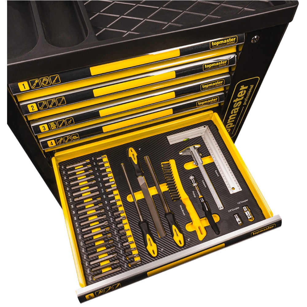 Dulap scule TOPMASTER, 7 sertare, 219 piese