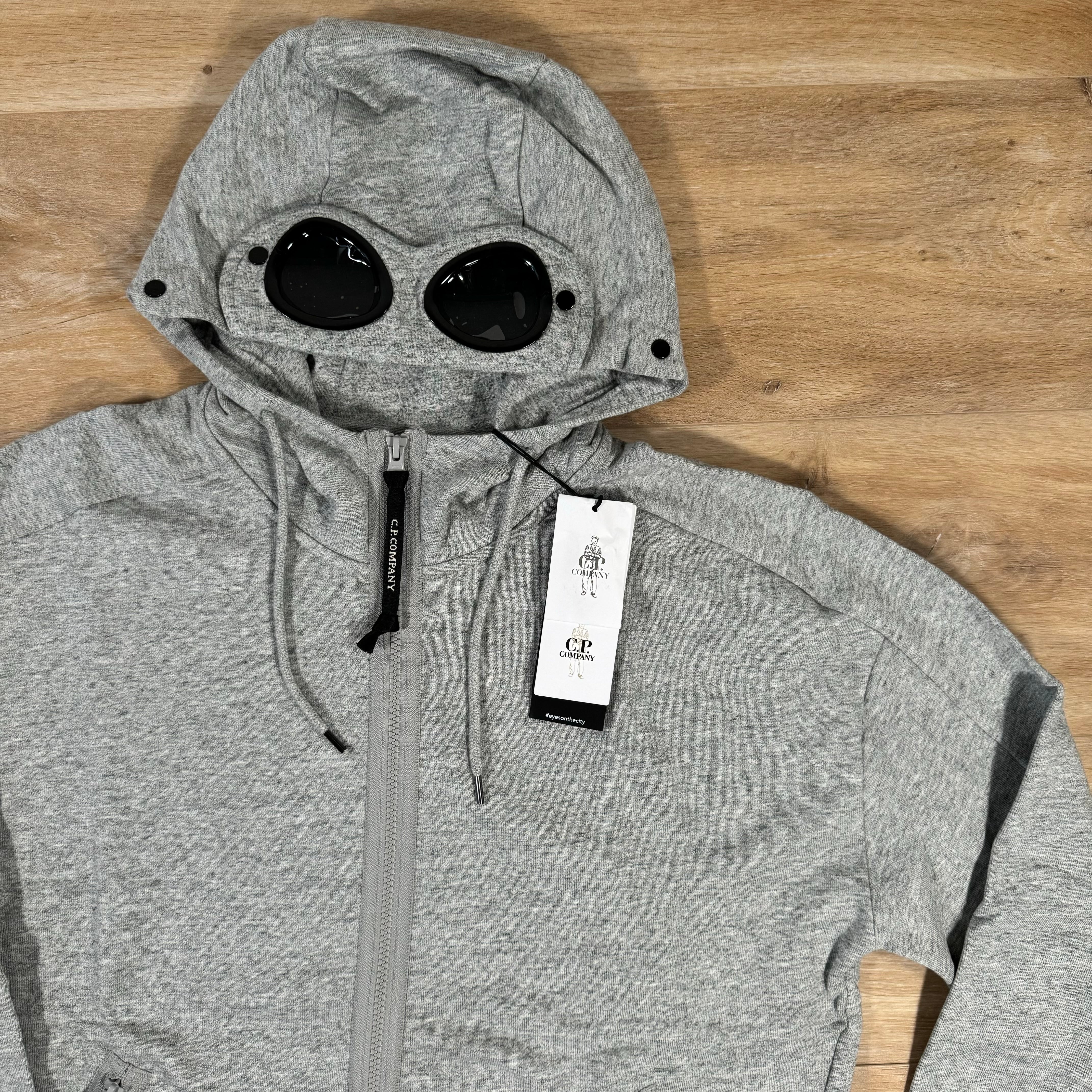 C.P. Company Diagonal Raised Zipped Goggle Hoodie in Grey – Label