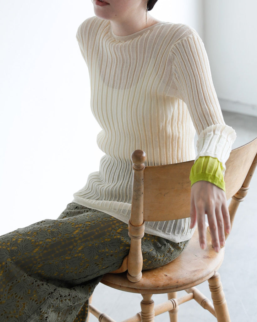 バイカラー2WAYカフシアーニット – Lallia Mù