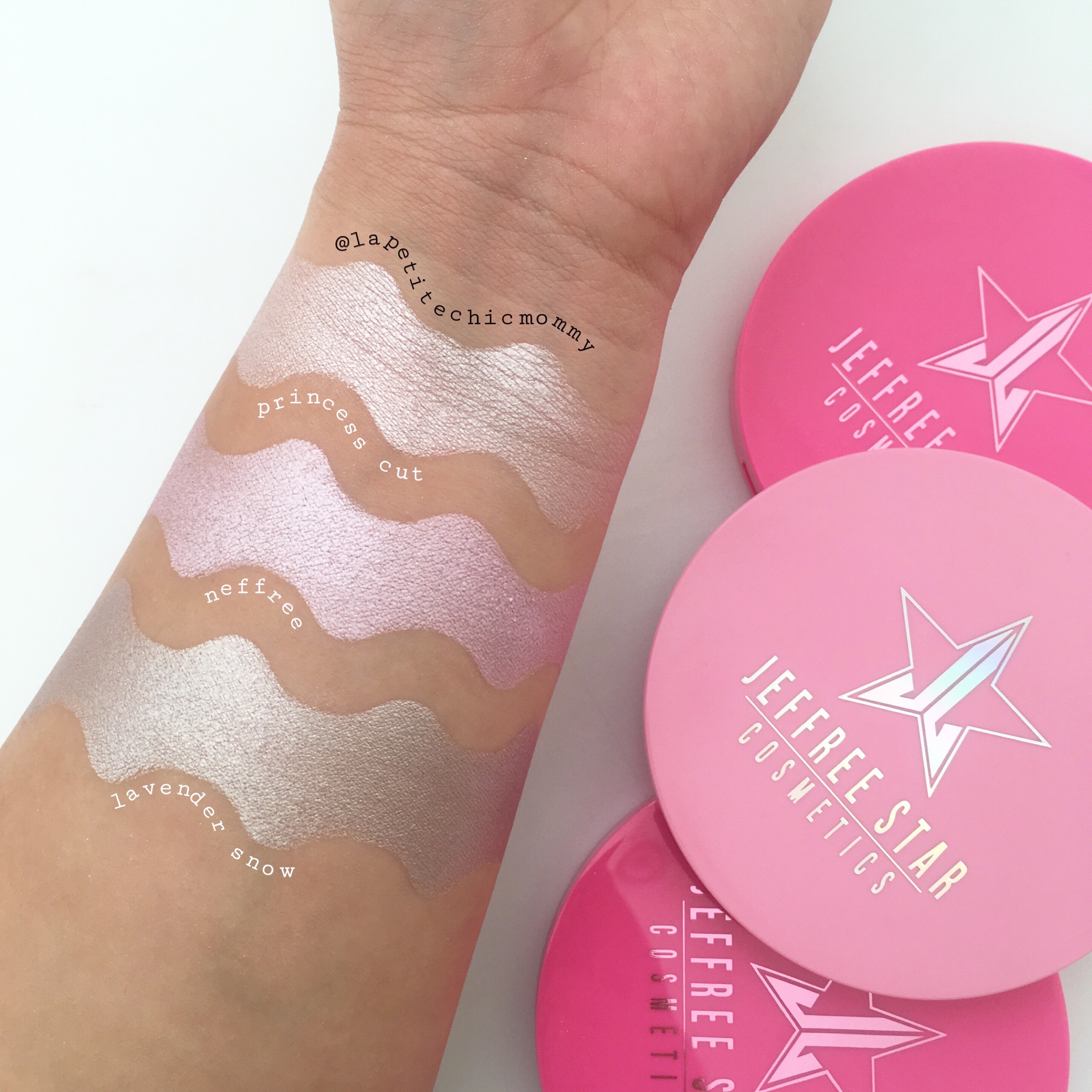 Swatches of Jeffree Star Cosmetics Neffree Skin Frost