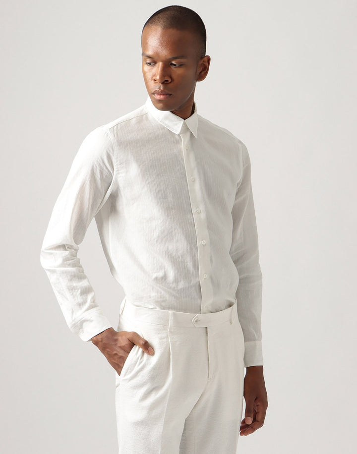 キュプラコットンリネンストライプシャツ – LARDINI Online Store