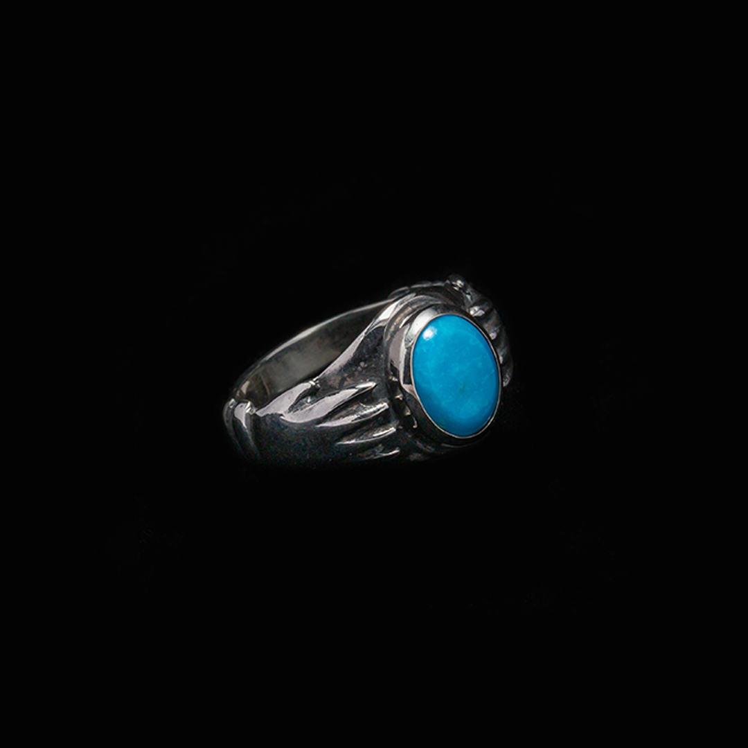 Larry SmithLOVE HANDS FLAT TOP TURQUOISE RING - Larry Smith