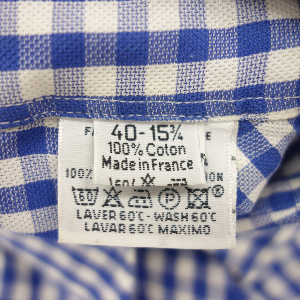 HERMES】エルメス ギンガムチェックレギュラーカラーシャツ フランス製