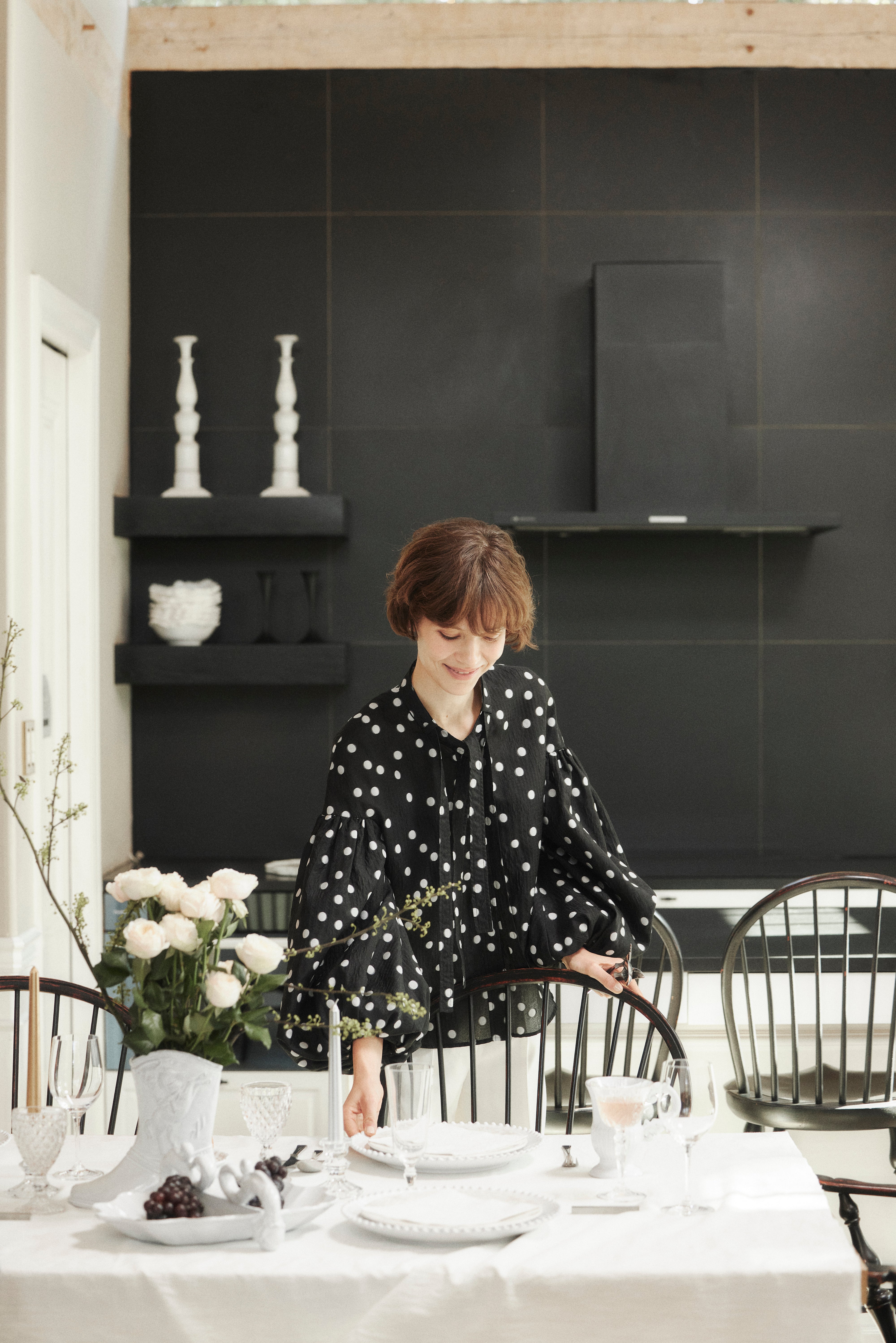 Sheer Polka Dot Ribbon Blouse – L'AUBE BLANC