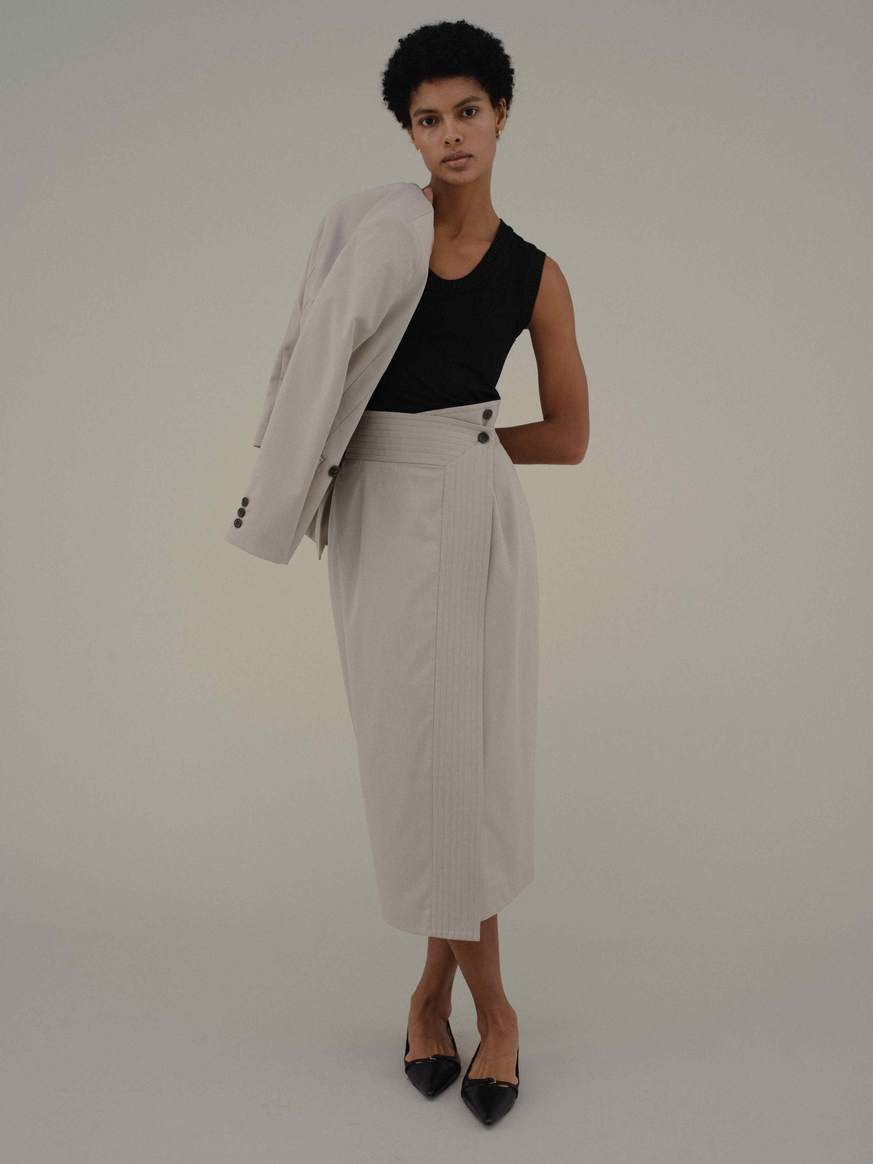 Pencil Wrap Skirt – L'AUBE BLANC