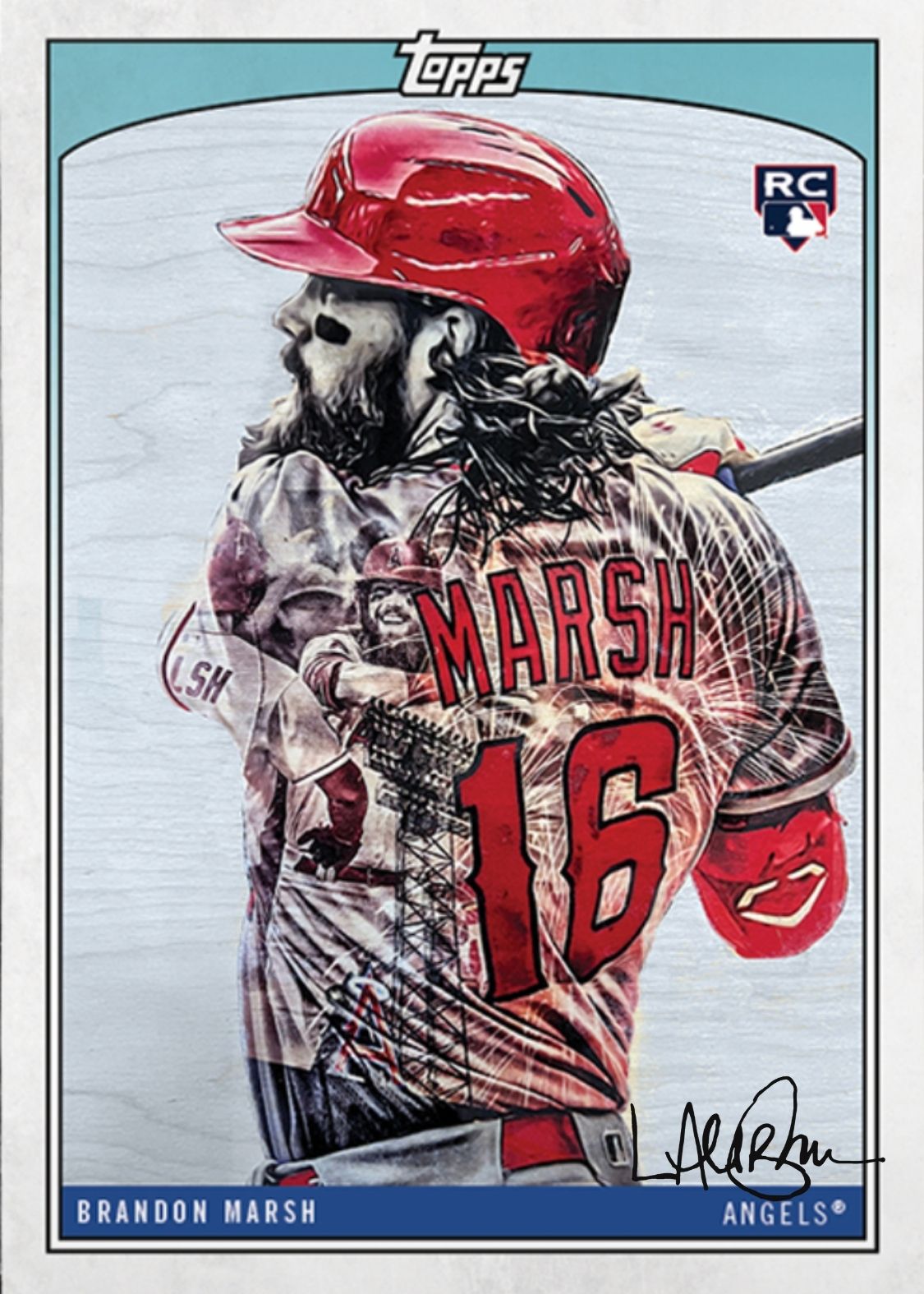 Lauren Taylor x Topps - Artist Autographed Brandon Marsh RC Base Card