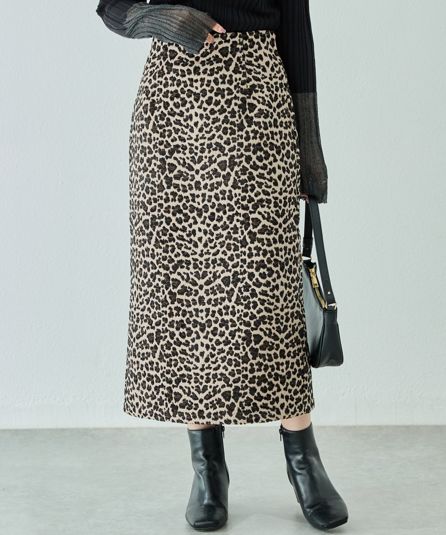 レオパードジャガードスカート | ラビアンジェ-⼤きいサイズのレディース服