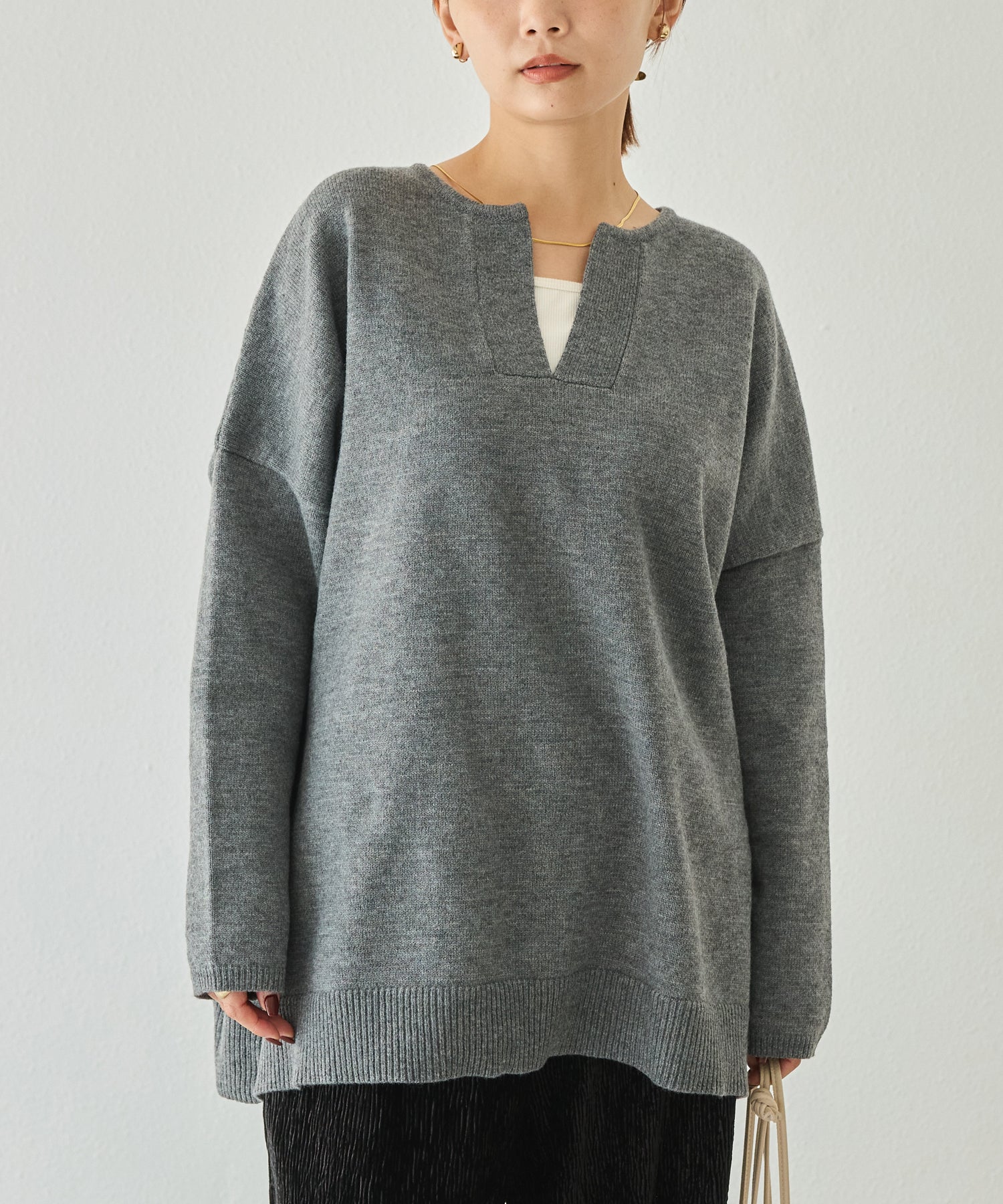 洗える】スキッパーニットプルオーバー | ラビアンジェ-⼤きいサイズの