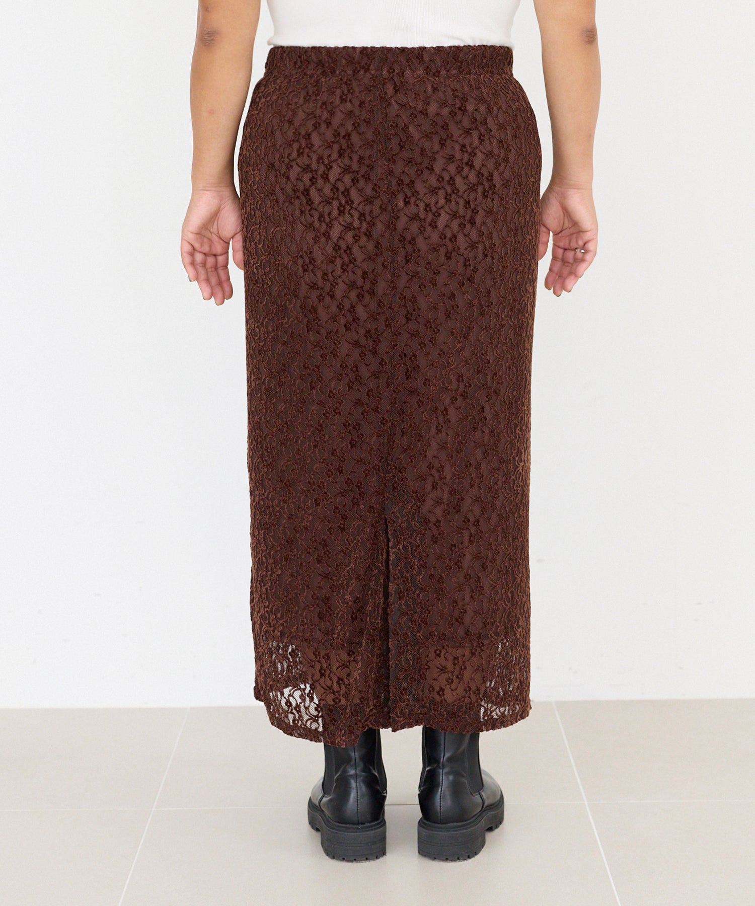 起毛レースナロースカート | ラビアンジェ-⼤きいサイズのレディース服