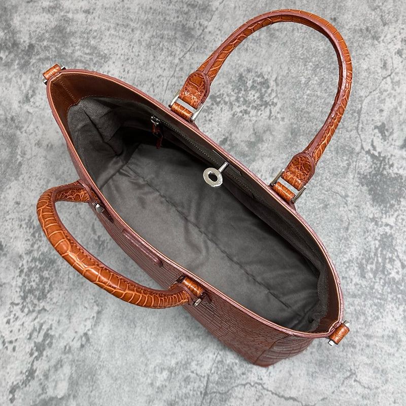 クロコダイル トートバッグ CALON - COGNAC/コニャック – Le'sac