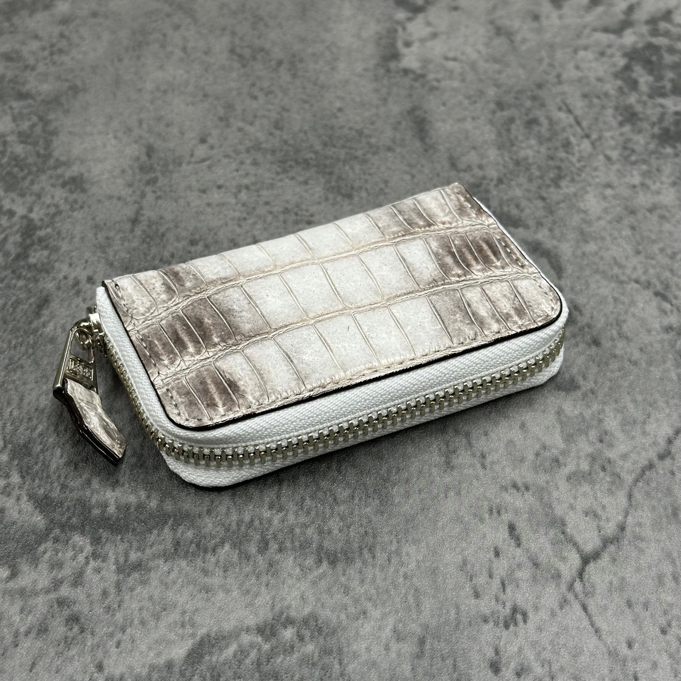 クロコダイル小銭入れ ラウンドファスナー メンズ レディース 本革 白