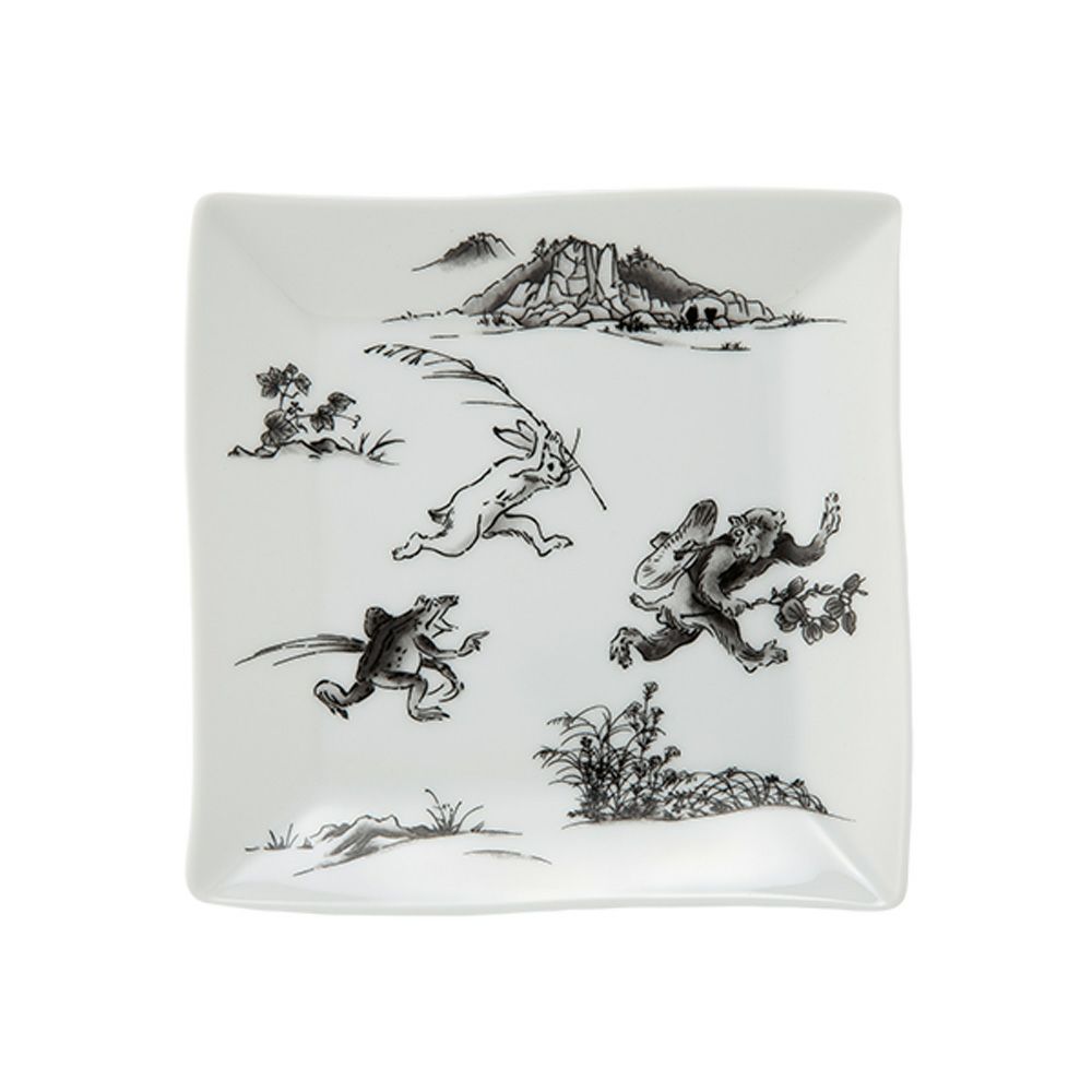香蘭社 鳥獣戯画 猿追い 角皿 13.5cm 黒 2220K-1FAK5 | ブランド洋食器