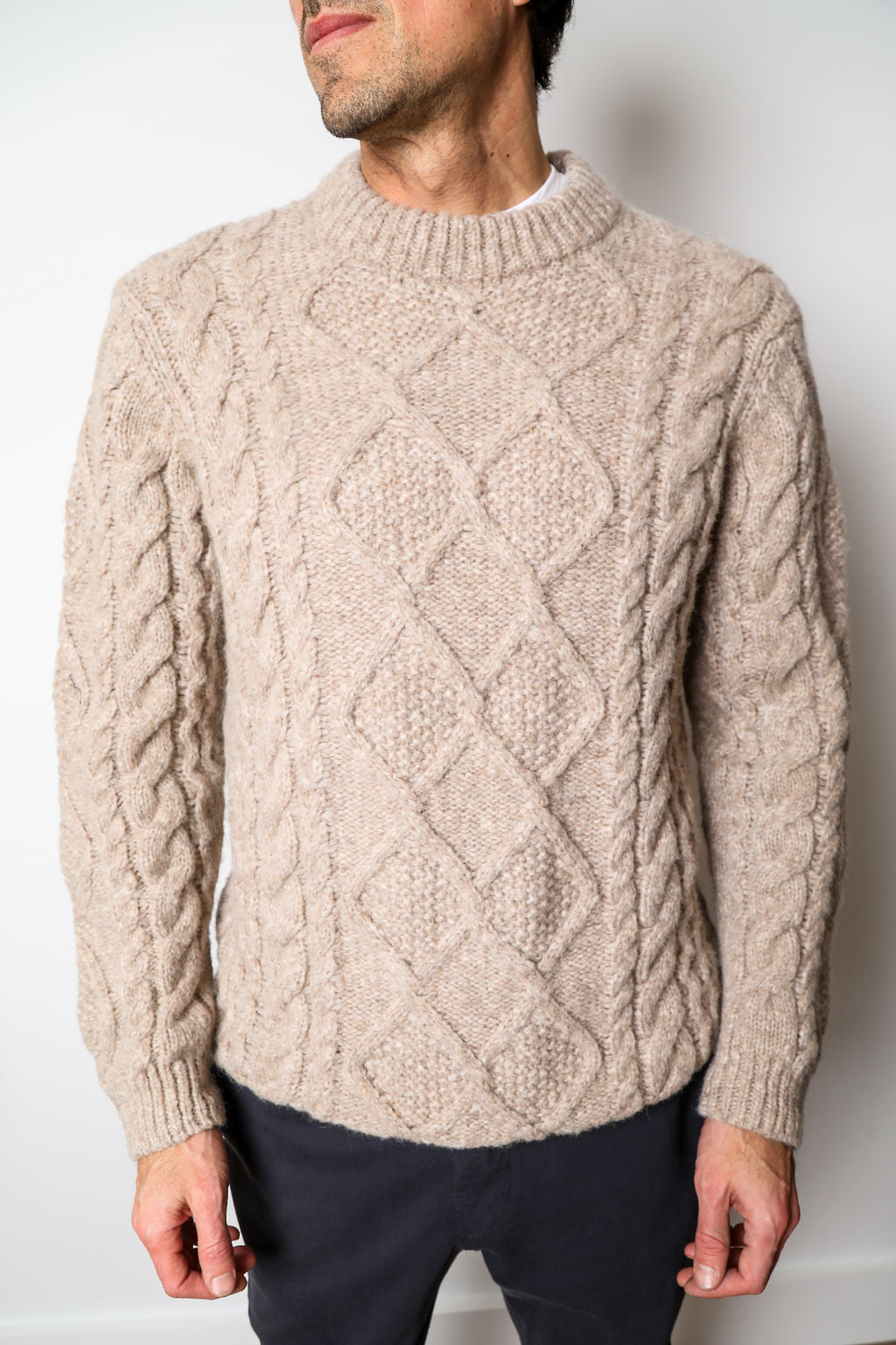 Colin Cable Knit Sweater | Oatmeal Alpaca – Leonard Frisbie