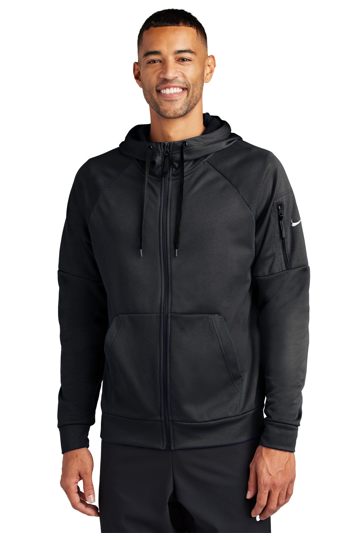Custom Nike Therma-FIT Pocket Full-Zip Fleece Hoodie NKFD9859 Black