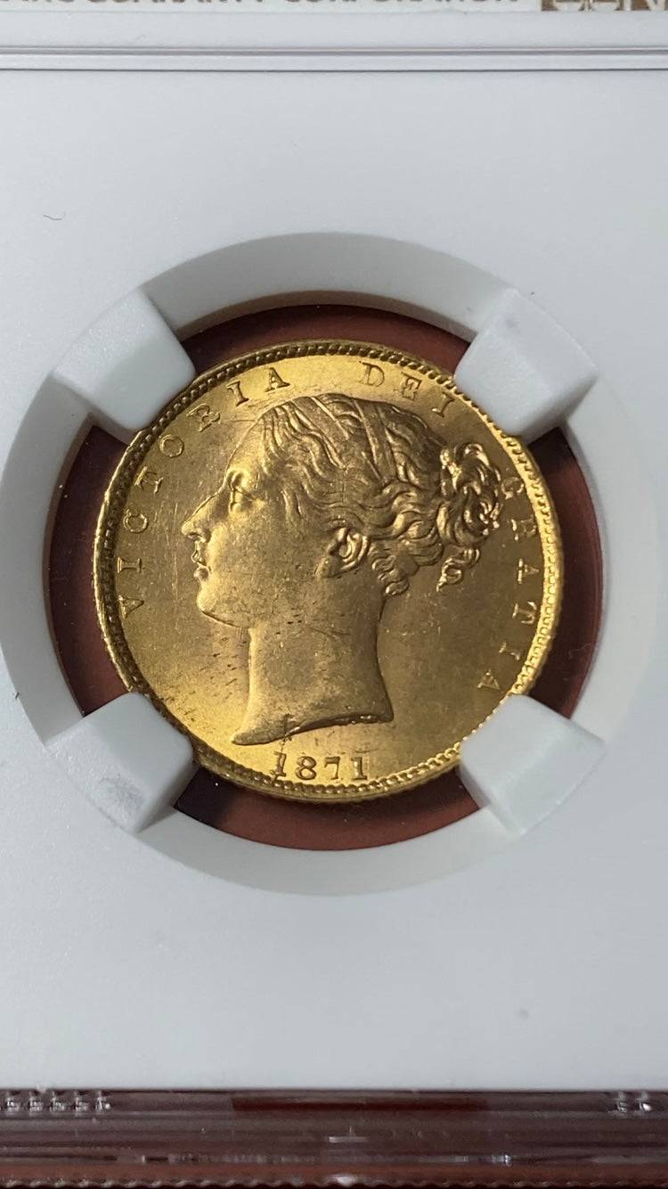 1871年 イギリス ソブリン金貨 ヴィクトリア女王 1Sov MS64