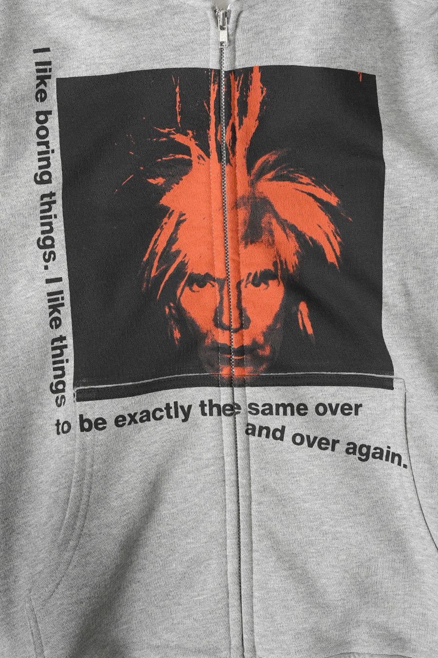 Comme des garçons SHIRT - HEATHERED GREY ANDY WARHOL ZIPPED HOODIE