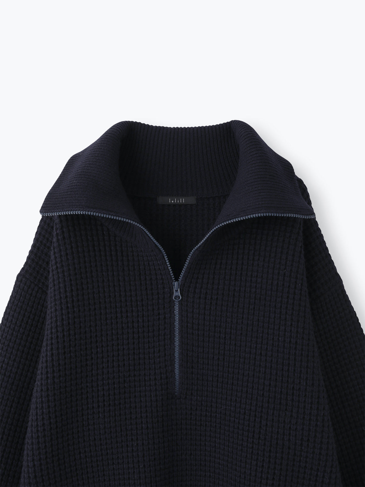 lelill レリル ワッフルハーフZIPニット