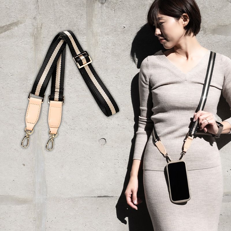スマホショルダーストラップ（ナイロンサテンベルト/アジャスター