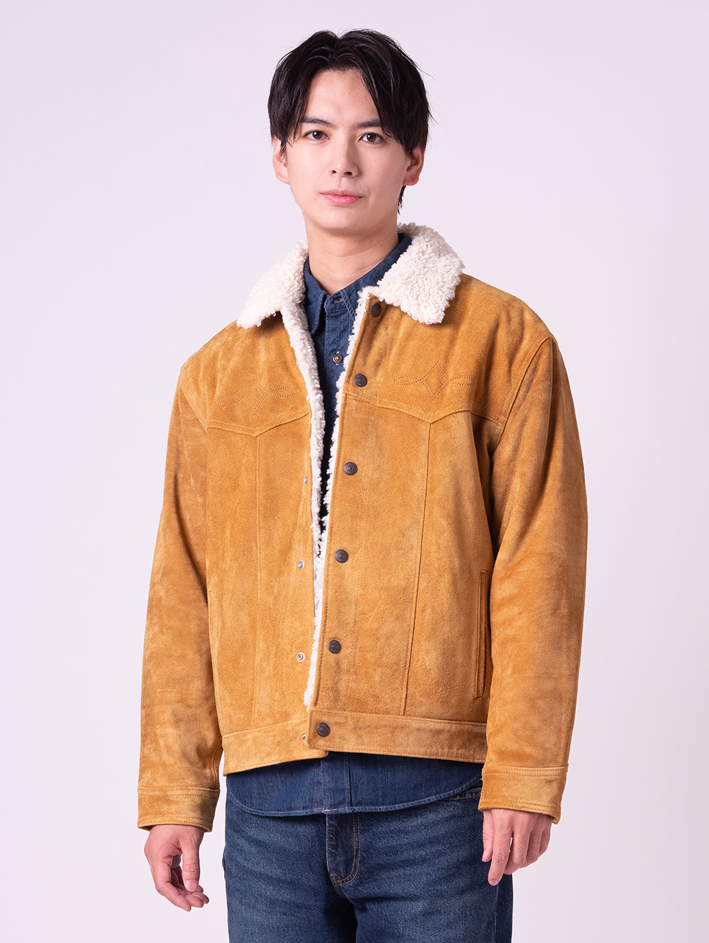 LEVI'S® LEATHER COLLECTION WESTERN SUEDE SHERPA TRUCKER JACKET