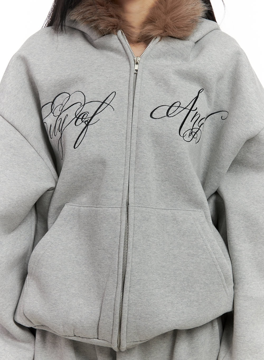 Chic Fur Zip-Up Hoodie CN416 - Acubi style | LEWKIN