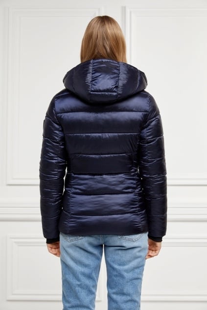 Holland Cooper サテンダウンジャケット スリムフィット ネイビー