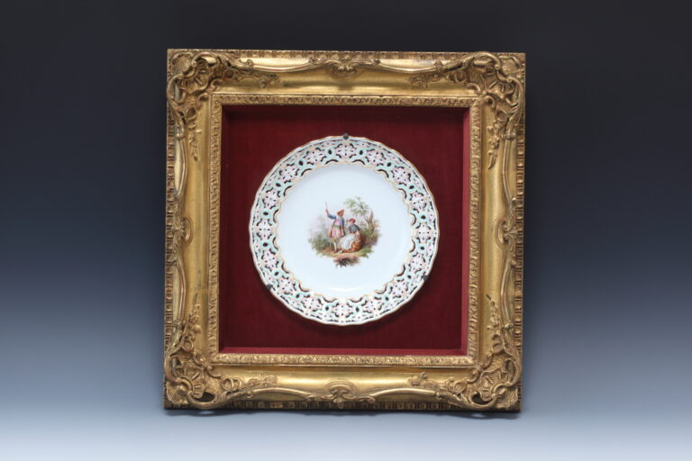 セーブル Sevres 1760 ブルーセレステ花絵小トレイ | 西洋骨董陶磁器