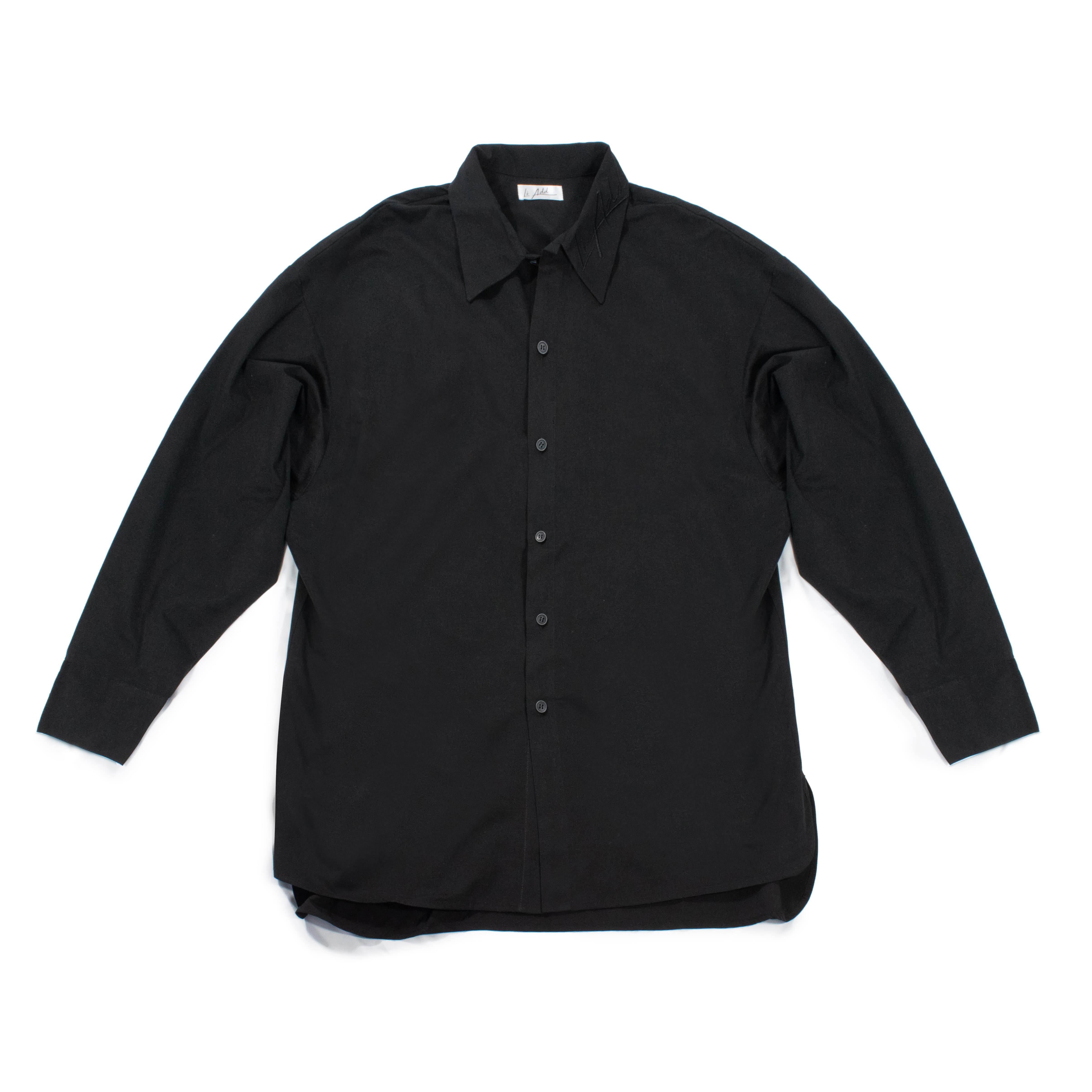 襟元刺繍ロゴ長袖シャツ ブラック / Liberal Addiction（リアド