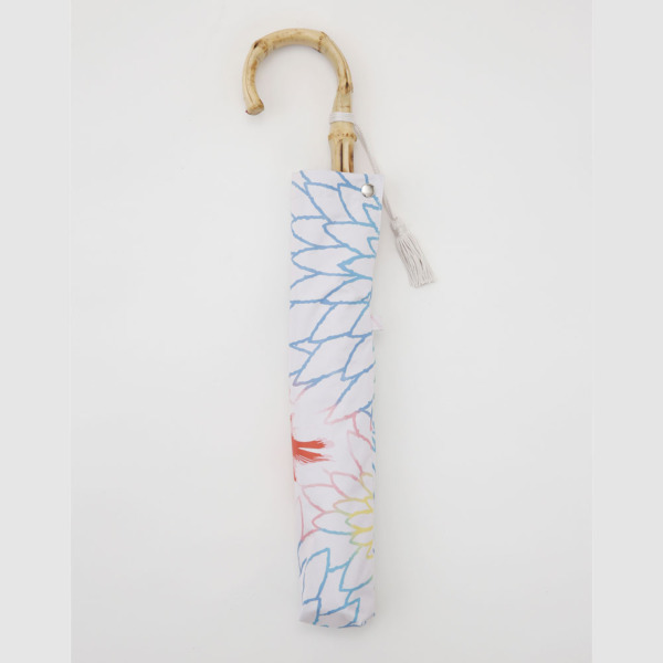 送料込】晴雨兼用2段ミニ折りたたみ日傘＆扇子【金魚（金赤/きんあか）】