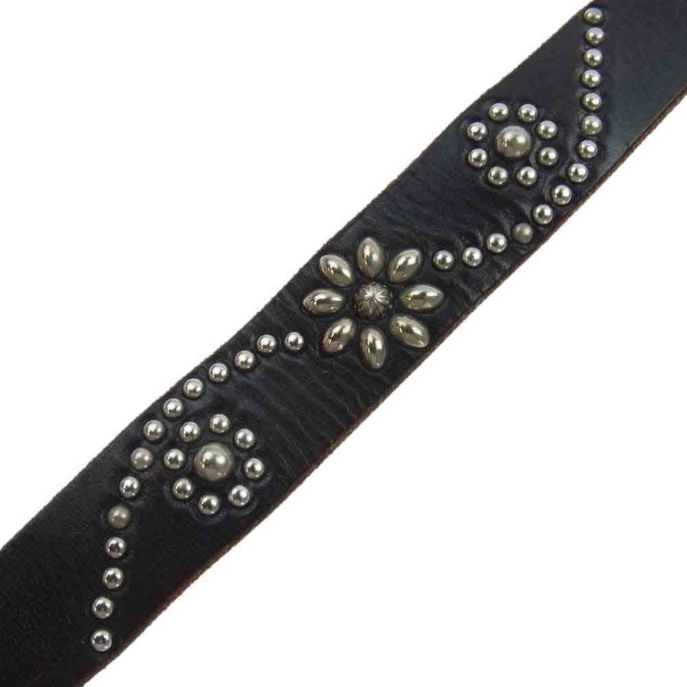 HTC エイチティーシー フラワースタッズ レザー ベルト ダークブラウン