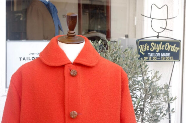 フード付きコートのオーダーメイド｜オレンジ色カセンティーノのメンズ