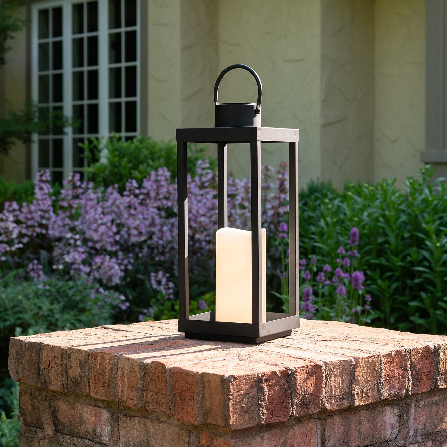 Open Box Velo Metal Lantern with Solar LED Candle, Large – Lights.com