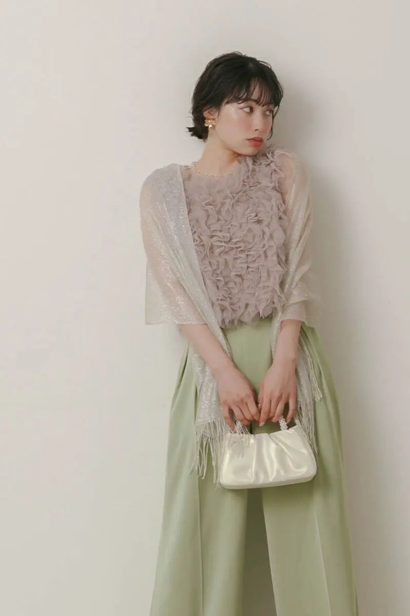 グリーンのチュールトップスセットパンツドレス | Dorry doll | M