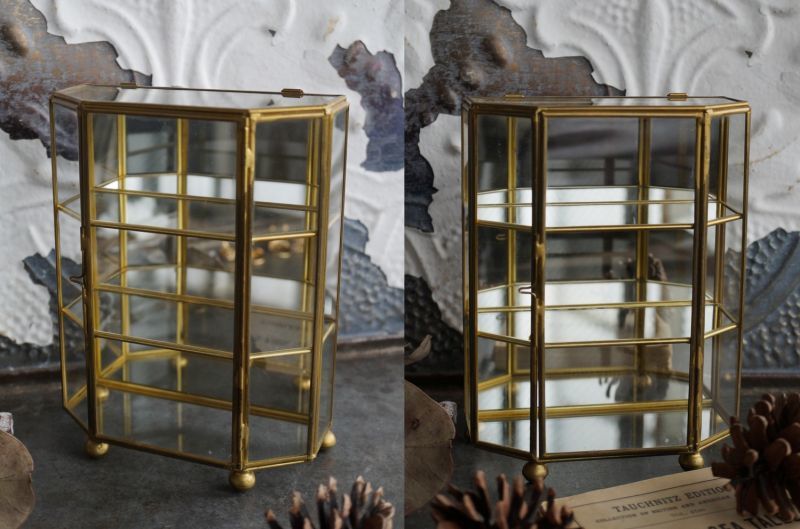 ENGLAND antique イギリスアンティーク ガラスジュエリーケース
