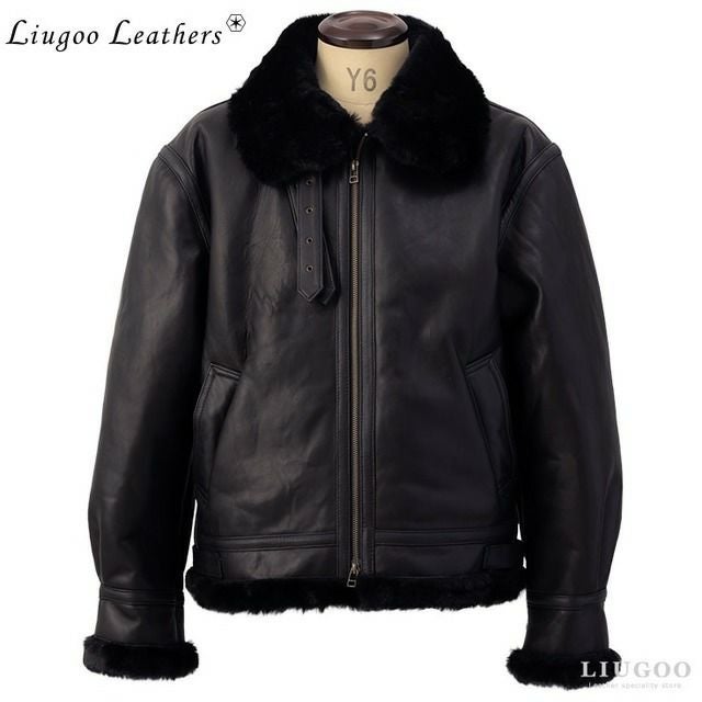 Liugoo Leathers 本革 B-3フライトジャケット ムートンジャケット