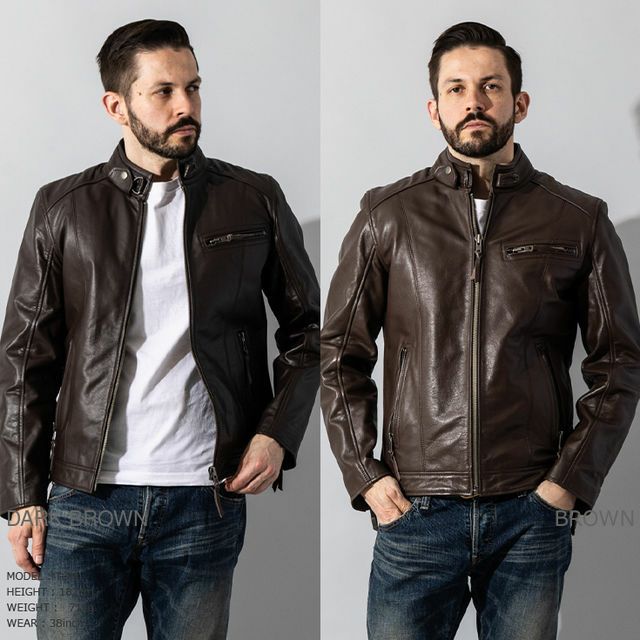 Liugoo Leathers 本革 シングルライダースジャケット メンズ