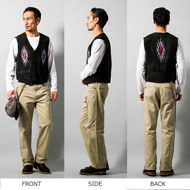 Horn Works 本革 ネイティブ柄ベスト メンズ ホーンワークス 3981