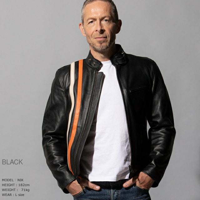 Liugoo Leathers 本革 プロテクター付シングルライダースジャケット