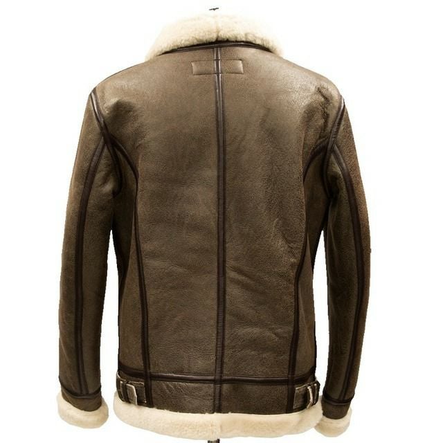 Liugoo Leathers 本革 B-3タイプライダース ムートンジャケット メンズ