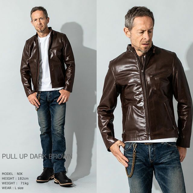 Liugoo Leathers 本革 シングルライダースジャケット メンズ