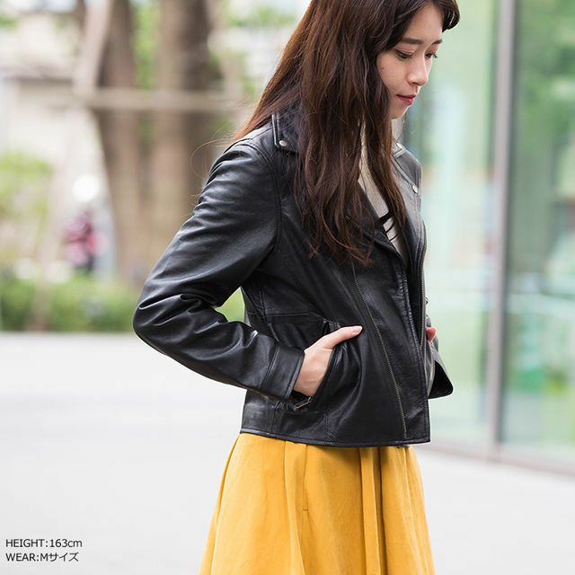 LIUGOO ZERO WASTE 本革 ダブルライダースジャケット レディース