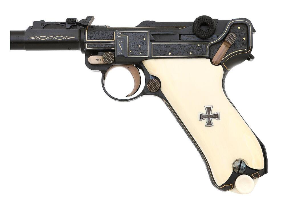 Handsome Custom Robert Evans Engraved LP.08 Artillery Luger Pistol