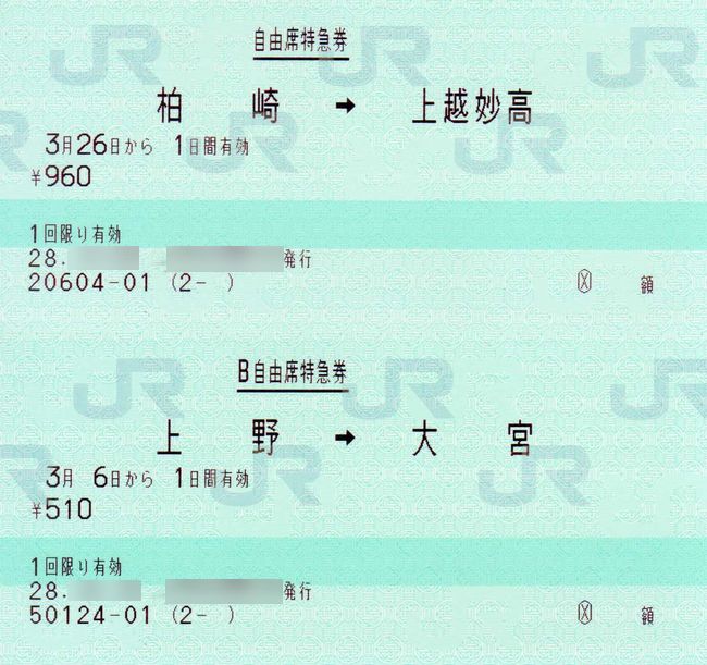 金額入力機能を用いて発行された自由席特急券 : 叩け！マルス