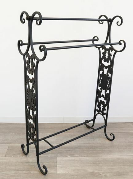 輸入家具 ハンガーラック タオルハンガー キルトハンガー アイアン 黒