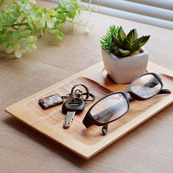 お盆 22cm トレー 彫刻 天然木 プレイスマット ランチョンマット 皿