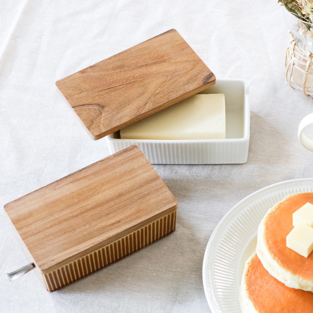 バターケース viv （ ヴィヴ 陶磁器 日本製 スリット付き 200g 200g用