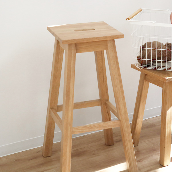 スツール 座面高70cm ハイタイプ 角型 天然木 木製 ヘンリー 椅子 腰掛