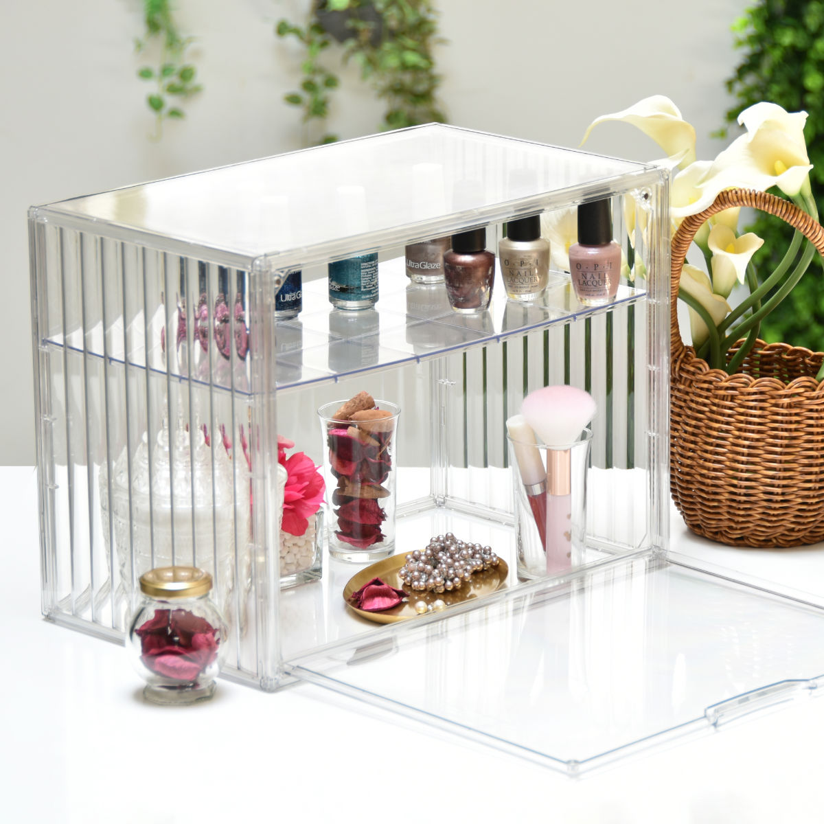 コレクションケース 棚付き マルチクリアボックス 2個セット 収納