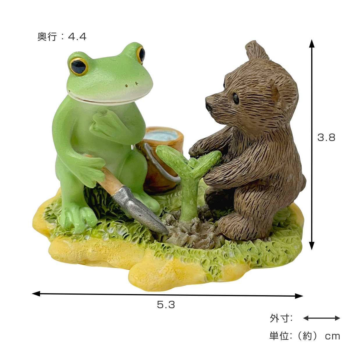 コポー お花を育てるカエルとクマ カエル 置物 （ Copeau 置き物