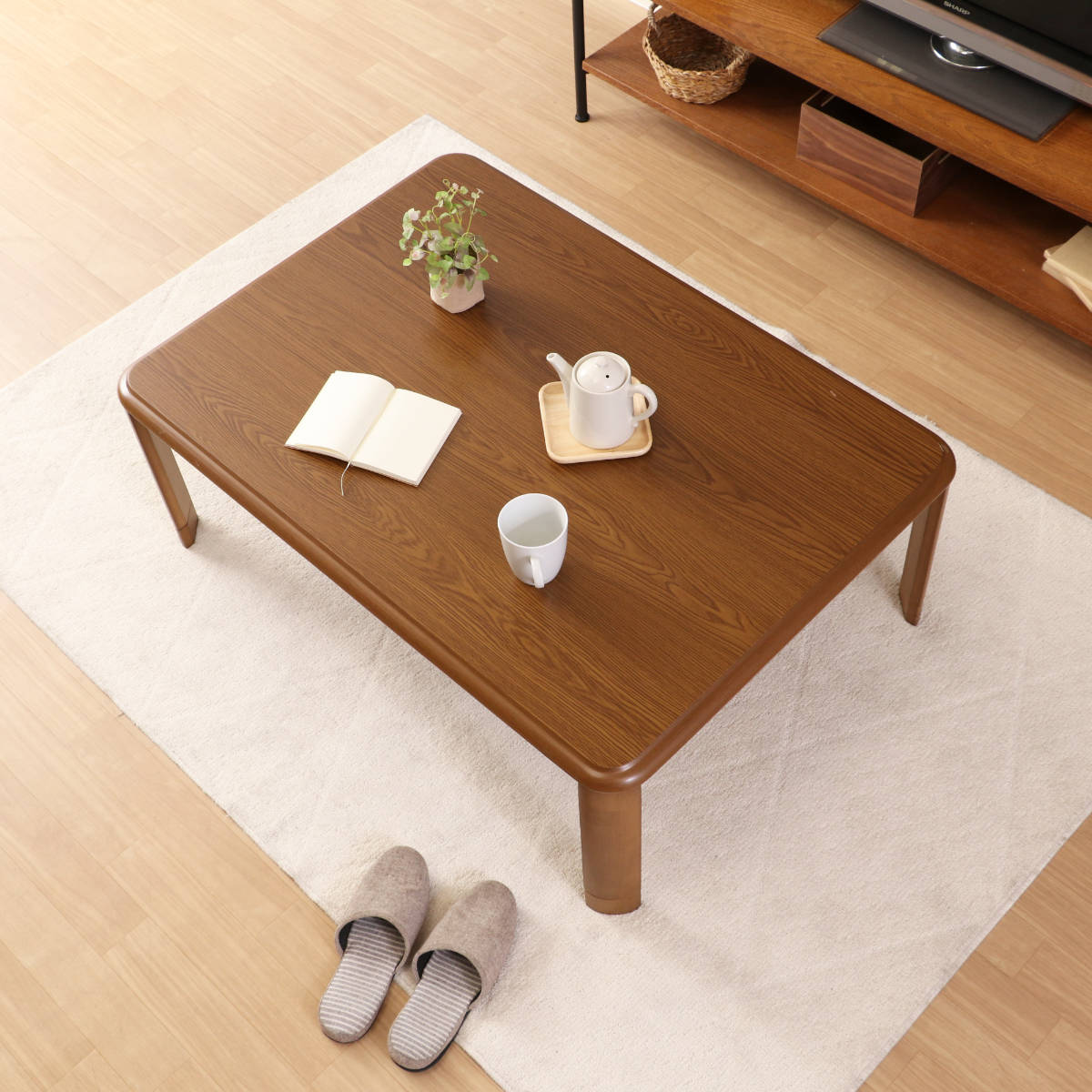 ローテーブル 幅105×奥行75×高さ33・38cm 軽量折りたたみ座卓 継脚付