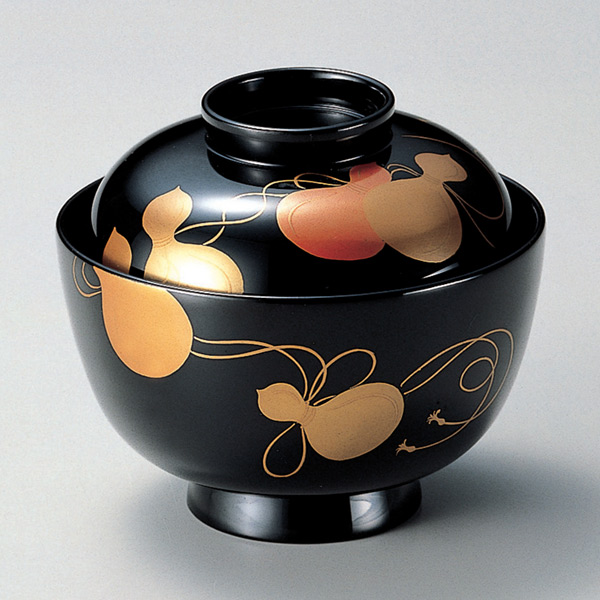 吸い物椀 木製 高仙才椀 黒 漆 漆塗 瓢箪 磨蒔絵 吸物椀 お椀 食器